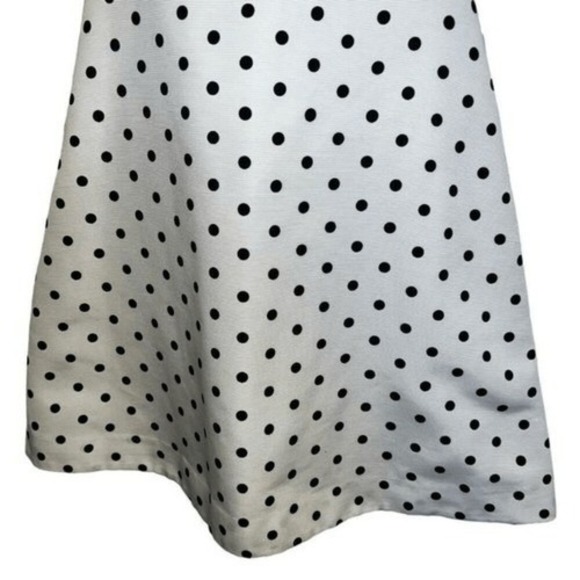EXPRESS White With Black Polka Dot Skater Dress Full Zip Back EUC 4 - Picture 5 of 9